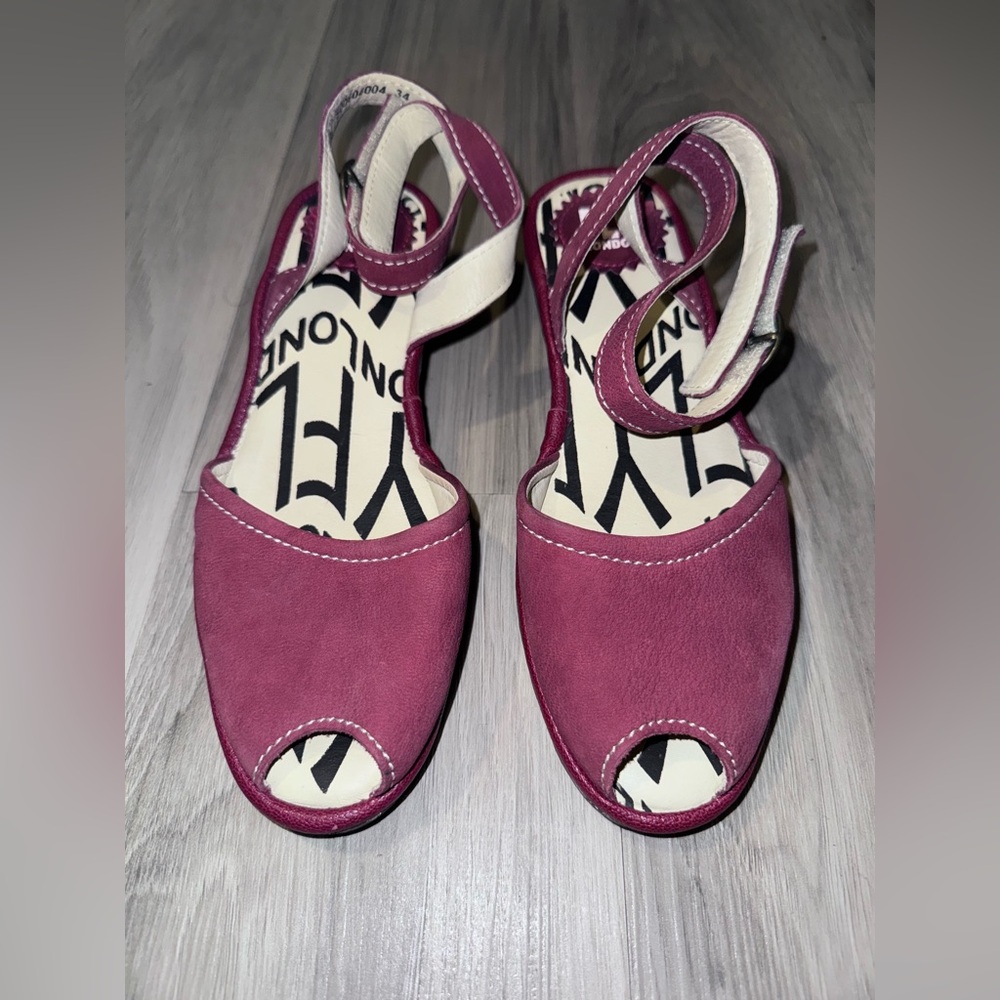 Fly London Women's Burgundy Open-Toe Sandals - Picture 10 of 11